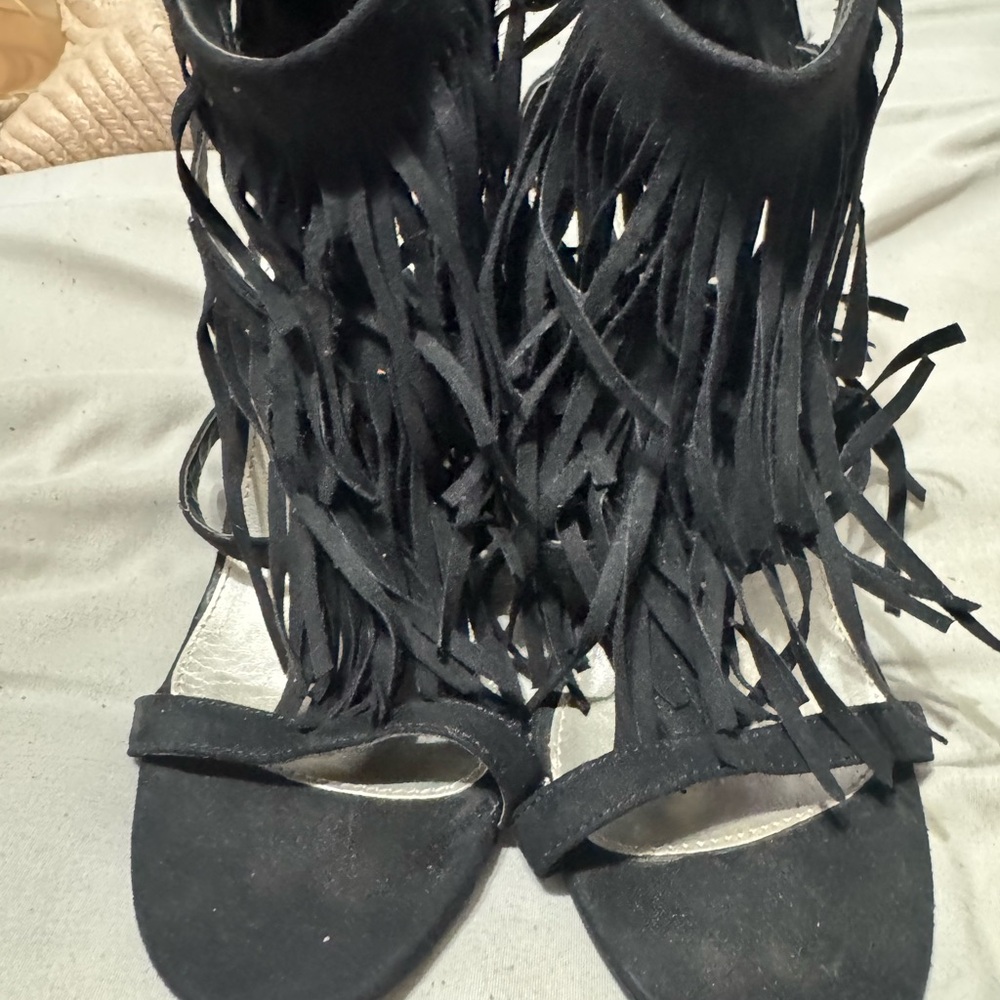 a.n.a Black Fringe Stiletto Heels